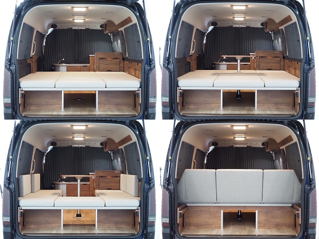 【新車/ハイエースワゴン/キャンピングORCA/2WD】茶木目内装♪【全国納車可能】