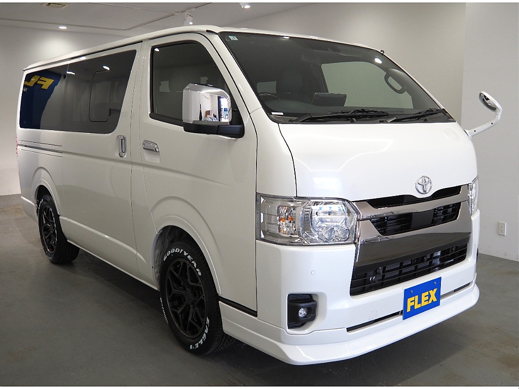 【R8年式/ハイエースバン/ガソリン2WD/DARKPRIMEⅡ】FLEXオリジナルパーツ多数！【全国納車可能】