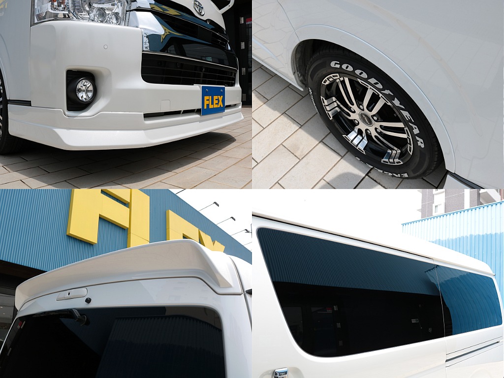 ＦＬＥＸフロントスポイラー！ＦＬＥＸオーバーフェンダー！ＦＬＥＸリアルーフスポイラー！リアスモークも完備しております！