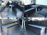 乗車定員８名、就寝定員３名の８ナンバーキャンピング登録車両です！ゆとりのある室内空間を使って、大人数での移動と快適なリビング、そして広々としたベッドスペースによる快適な車中泊を実現しました！
