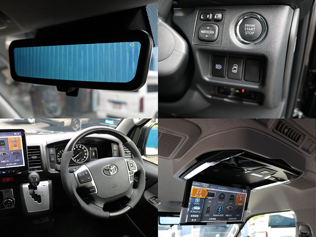 デジタルインナーミラー！パワースライドドア！艶消しマホガニーステアリング＆シフトノブ！大型フリップダウンモニター付き！