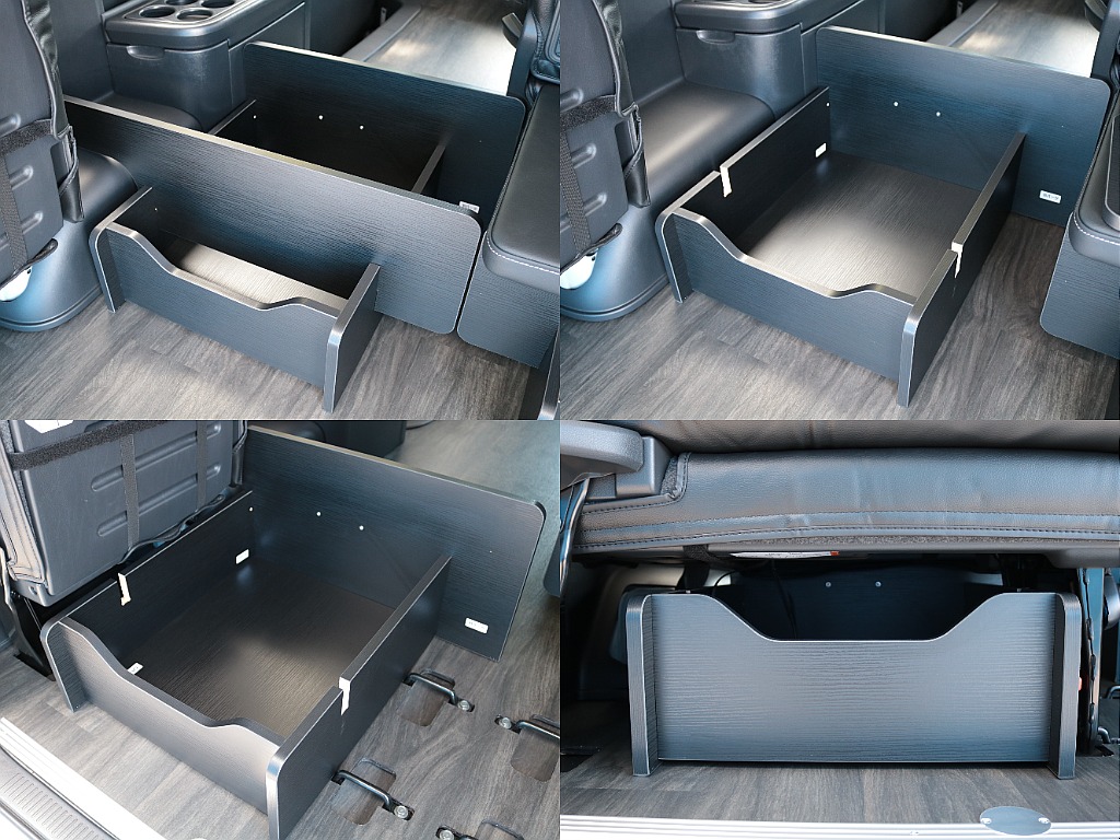 ベッドマットの土台部分は収納スペースとしても活用することができます♪かさばりやすいキャンプ用品などを入れることができます！