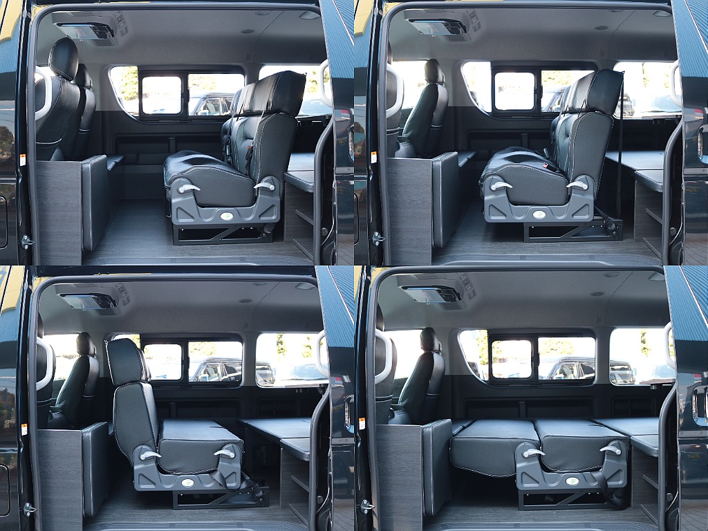 シートは前後にスライド可能！ 対面やフルフラットのシートアレンジが可能です！