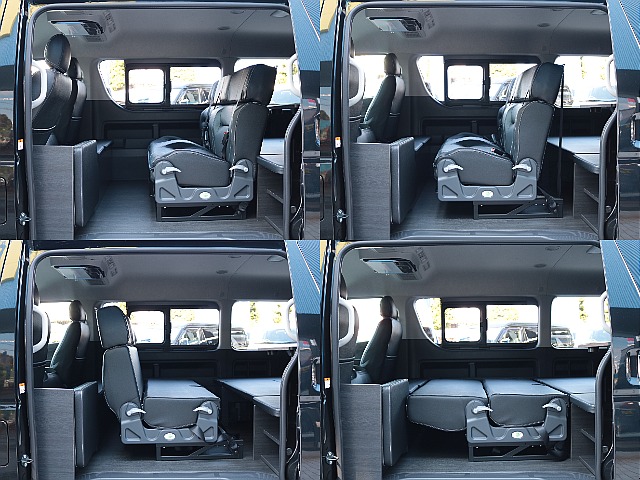 シートは前後にスライド可能！ 対面やフルフラットのシートアレンジが可能です！