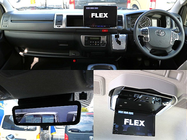 アルパイン製12.8インチフリップダウンモニター/デジタルインナーミラーで夜間も安心◎