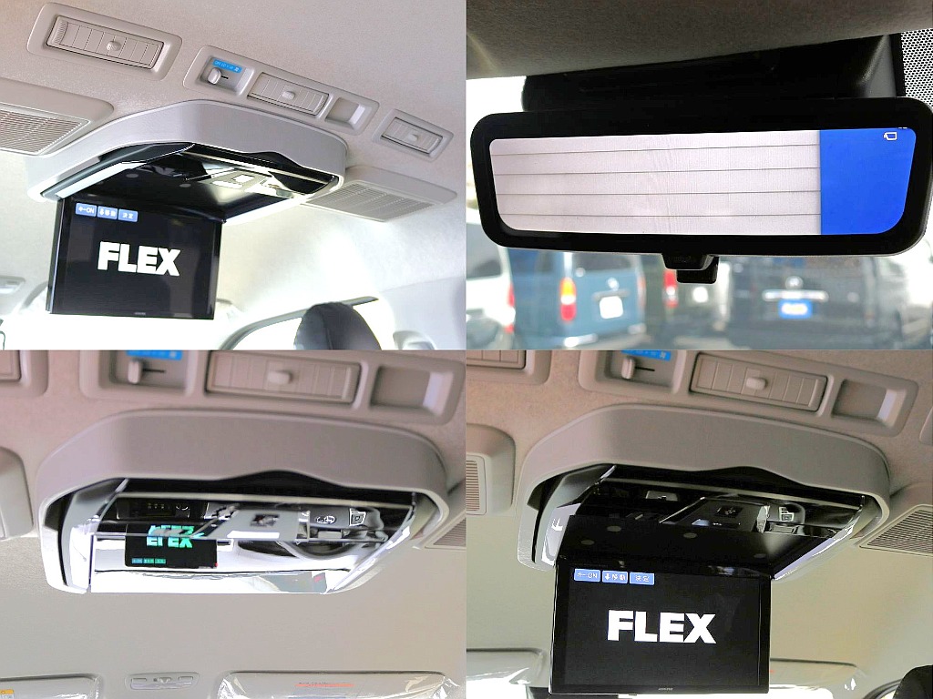 アルパイン製12.8インチフリップダウンモニター/デジタルインナーミラーで夜間も安心◎