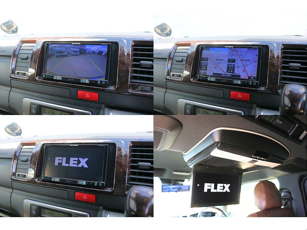 バックカメラ連動施工済み/社外フリップダウンモニター完備