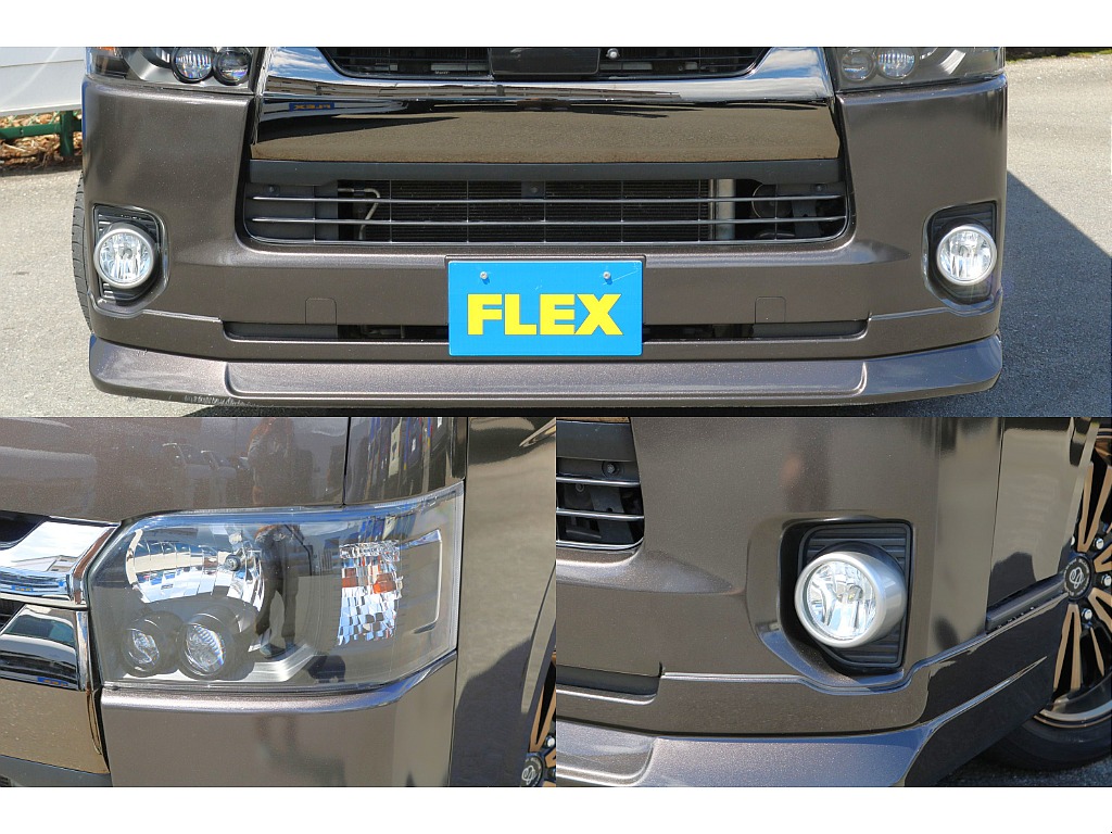 FLEXオリジナルフロントスポイラー/ヘッドライトインナーブラック塗装