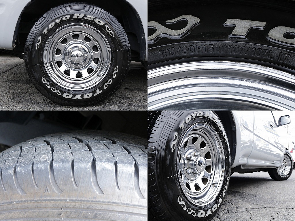 社外ホイール×トーヨータイヤ（195/80/15）をインストール！タイヤだけでも変えるとイメージもガラッと変わりますので、タイヤ交換も可能です！
