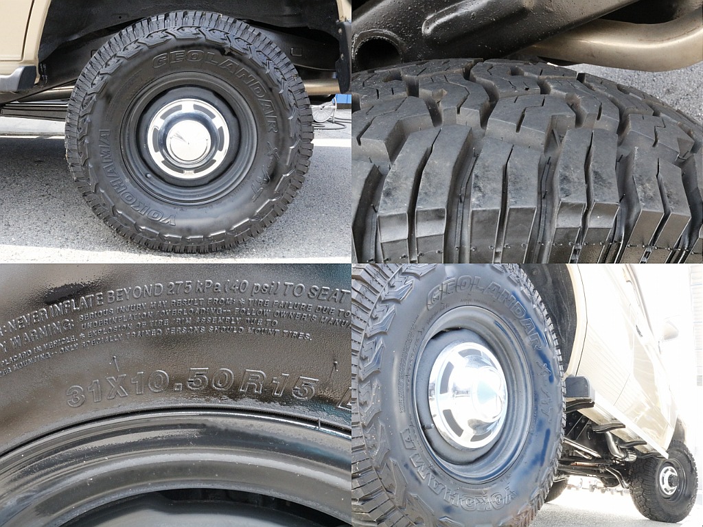 タイヤは輸出用鉄ホイール×YOKOHAMAジオランダーX-AT（31/10.50/15）となります。