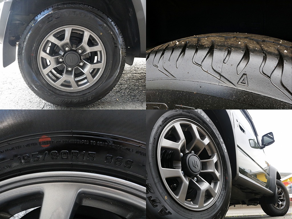 専用アルミホイール×DUNLOP AT20タイヤサイズは195/80/15になります。
