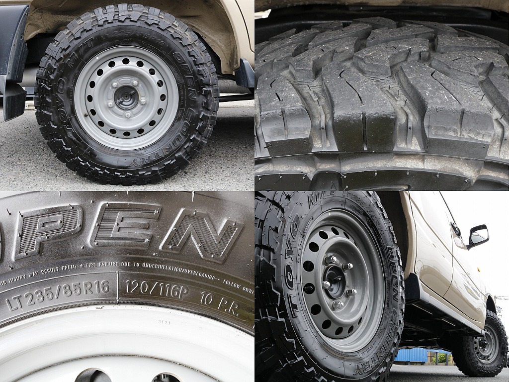 タイヤは、純正鉄ホイール×TOYO M/Tタイヤ（235/85/16）です！！