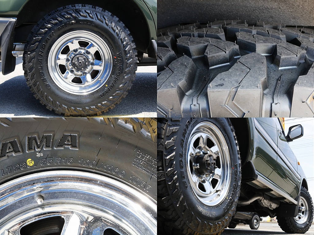 タイヤはメッキ鉄ホイール×YOKOHAMAジオランダーG003（235/85/16）です！！