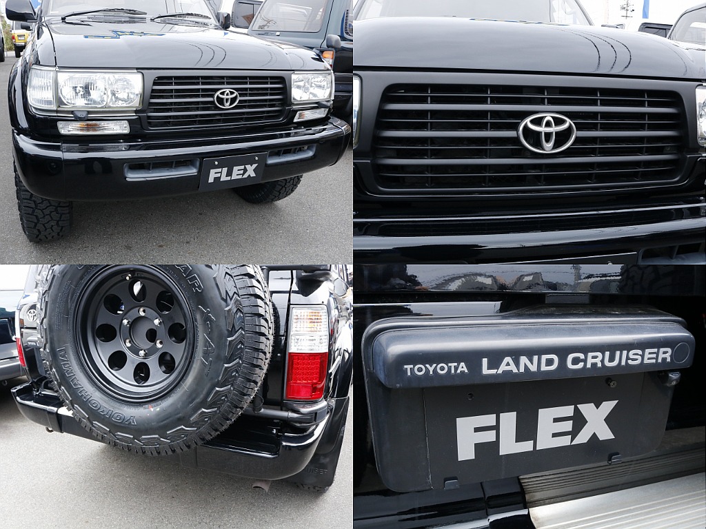 お車のお顔の印象を大きく変えるグリルは、マットブラックとなります。背面タイヤがランクルの売りでもある迫力を一層引き立てる事でしょう♪