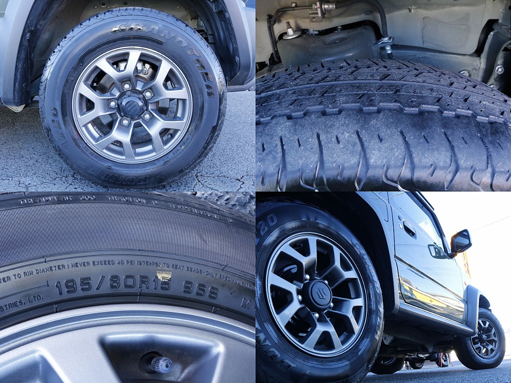 タイヤはジムニーシエラ純正AW×ダンロップGRANDTREK　AT20（195/80/15）となります。