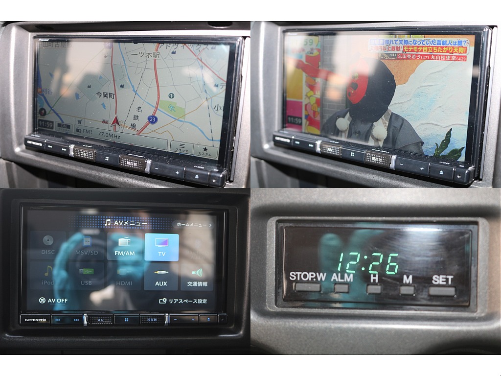 カーナビ搭載付きなので遠方へのお出かけも安心ですね♪ TV視聴可能、Bluetooth接続可能となります。