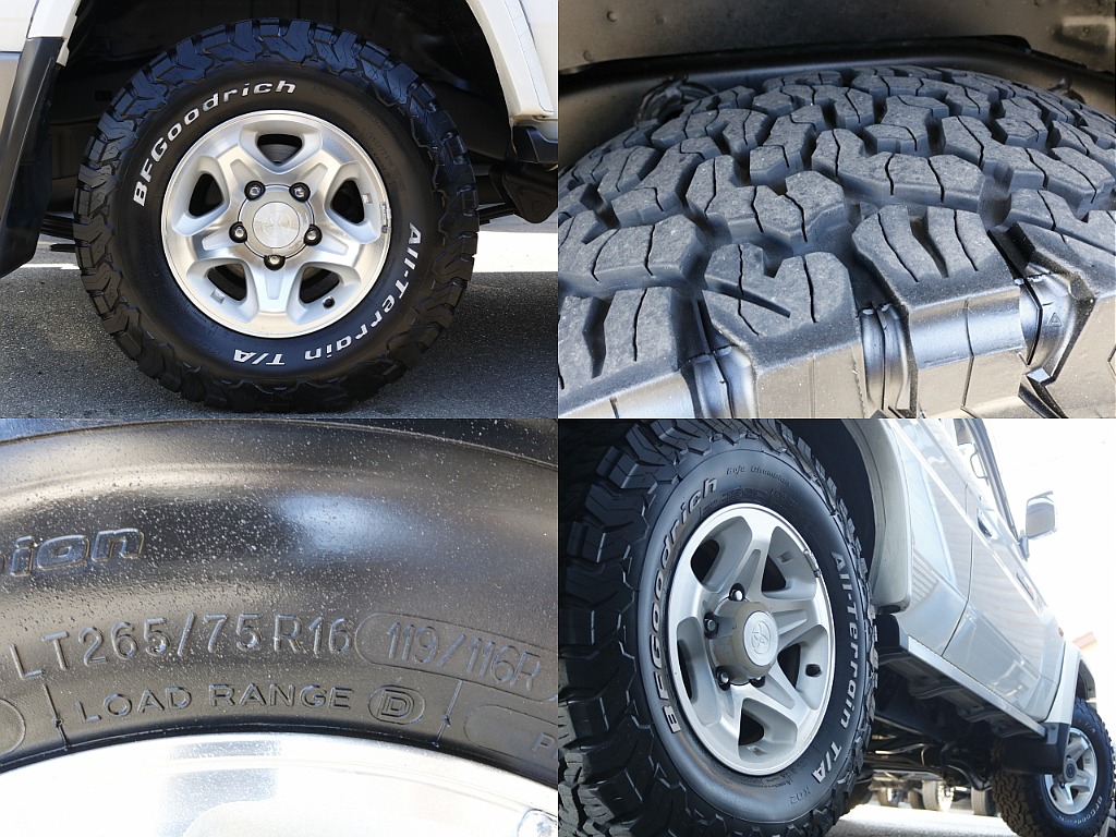 タイヤは７０純正AW×BFグットリッチタイヤ（265/75/16）となります