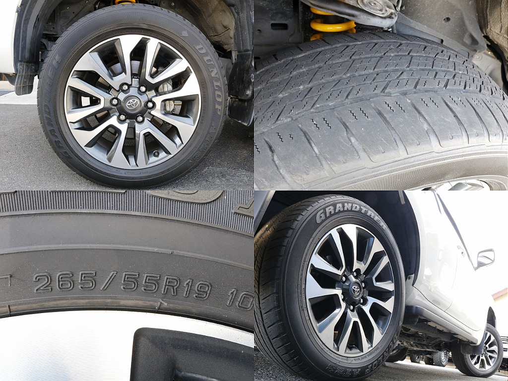 タイヤは純正オプション19インチAW×DANLOP GRANDTREK（265/55R19）です。