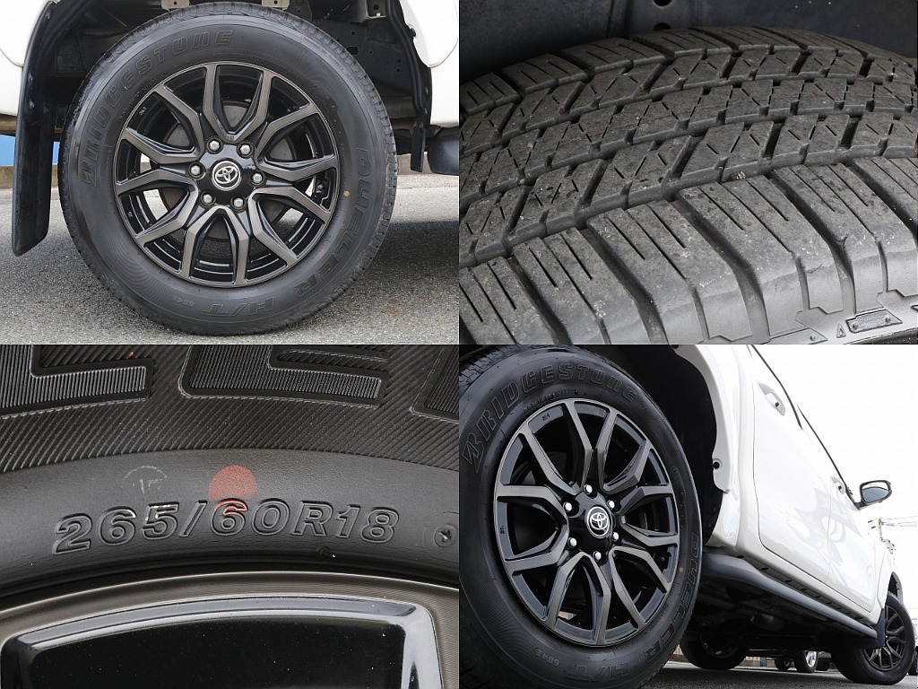 タイヤはTOYOTA純正AW×ブリジストンDUELER（265/60/18）となります