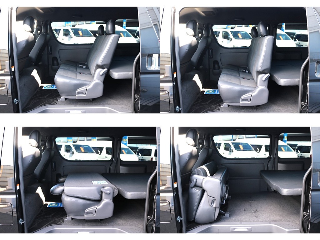 可能式のセカンドシートは車中泊や大きな荷物を積む際重宝します♪