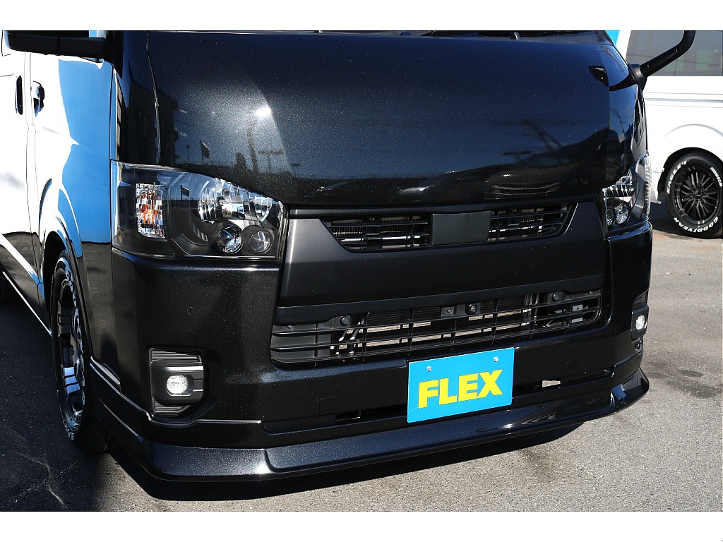 FLEX　オリジナルフロントスポイラー＆415コブラ　BY2バットフェイスボンネット付き♪ グリルもマッドブラック塗装しており、カッコイイ！