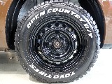 オープンカントリータイヤです！ サイズは165/85R14です！ ホイールは塗装済み純正鉄チンホイールになります！