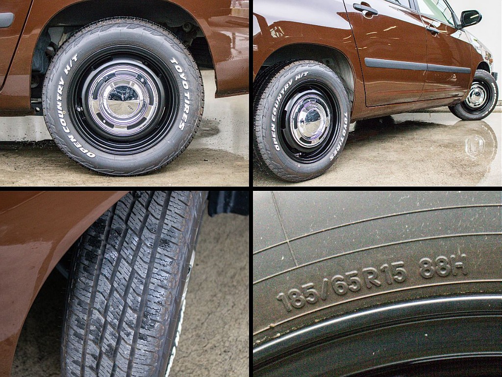 ディーンの15インチアルミホイールにオープンカントリータイヤ装備してます！