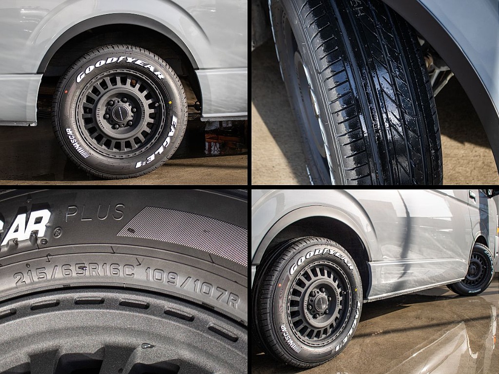 ネクサスクレストアルミホイールにグッドイヤーナスカータイヤを装備しております！