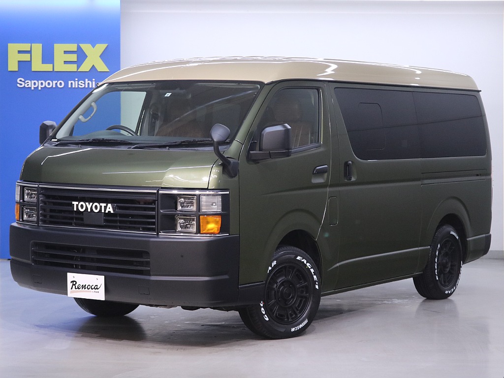 R2年式 ハイエースワイドバン リノカコーストライン角目4灯 グリーン×ベージュオールペイント♪