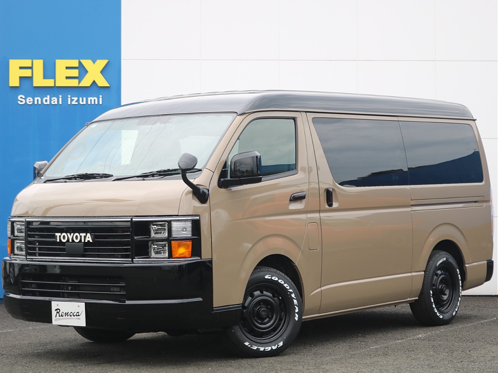 大人気Renocaシリーズ「コーストライン」が入庫しました♪車中泊やキャンプで人気のワイドバンをベースに製作！ボディーカラーはレクサス純正「ムーンデザート」でオールペイント♪