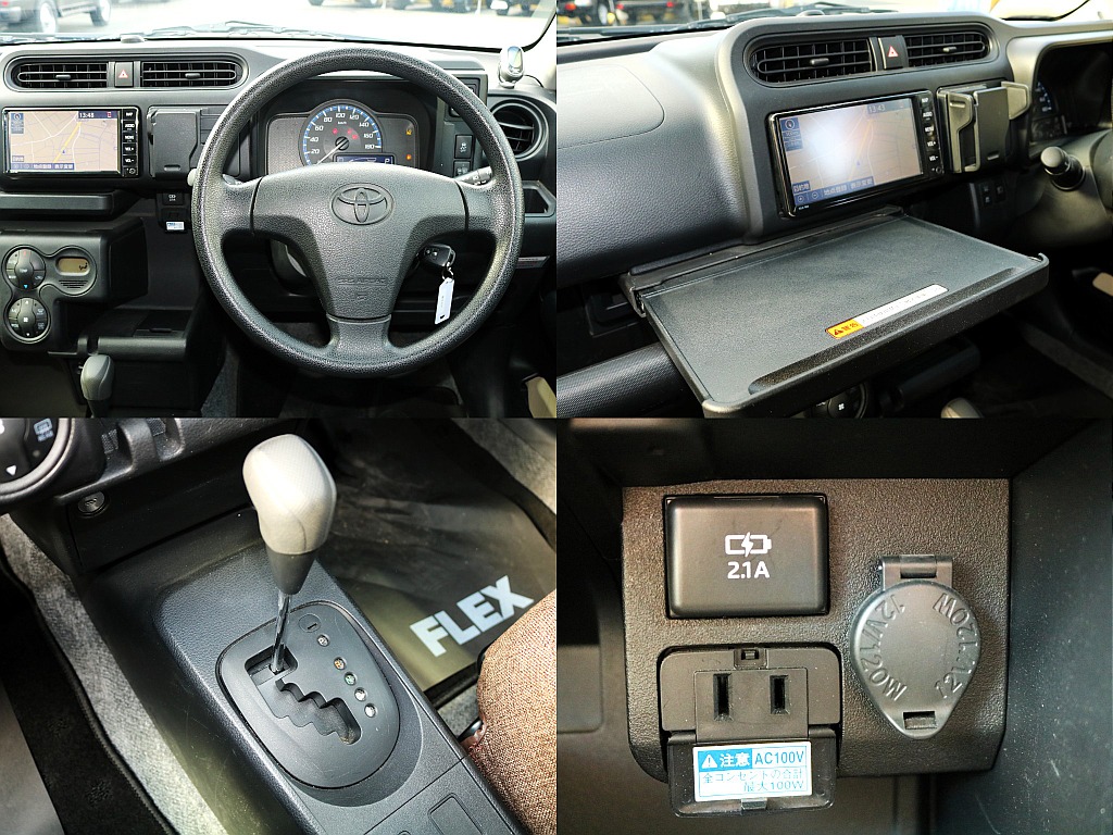 シガーソケットやコンセント,収納可能なコンパクトテーブル付きですので、お仕事やお食事も室内で可能☆