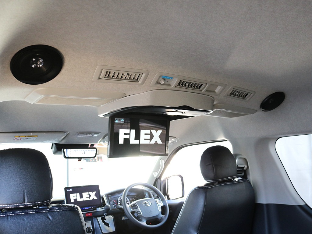 天井スピーカー・アルパイン後席用フリップダウンモニター