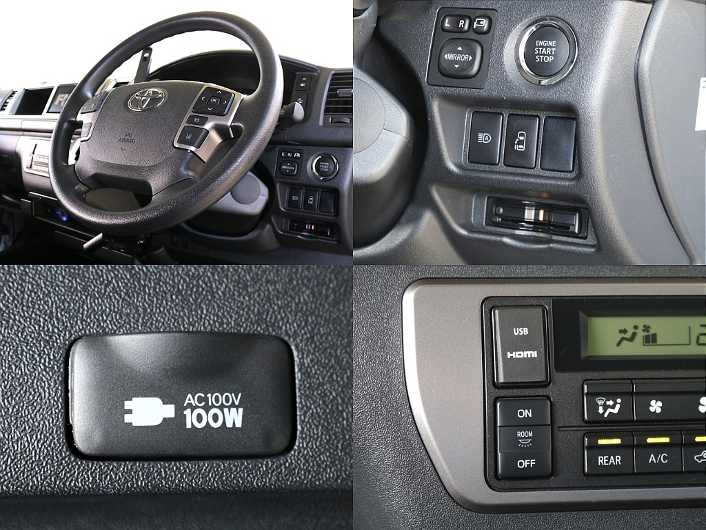 プッシュ式スタート・オートハイビームスイッチ・パワースライドドアスイッチ・ビルトインETC・100V電源・HDMI・USBポート