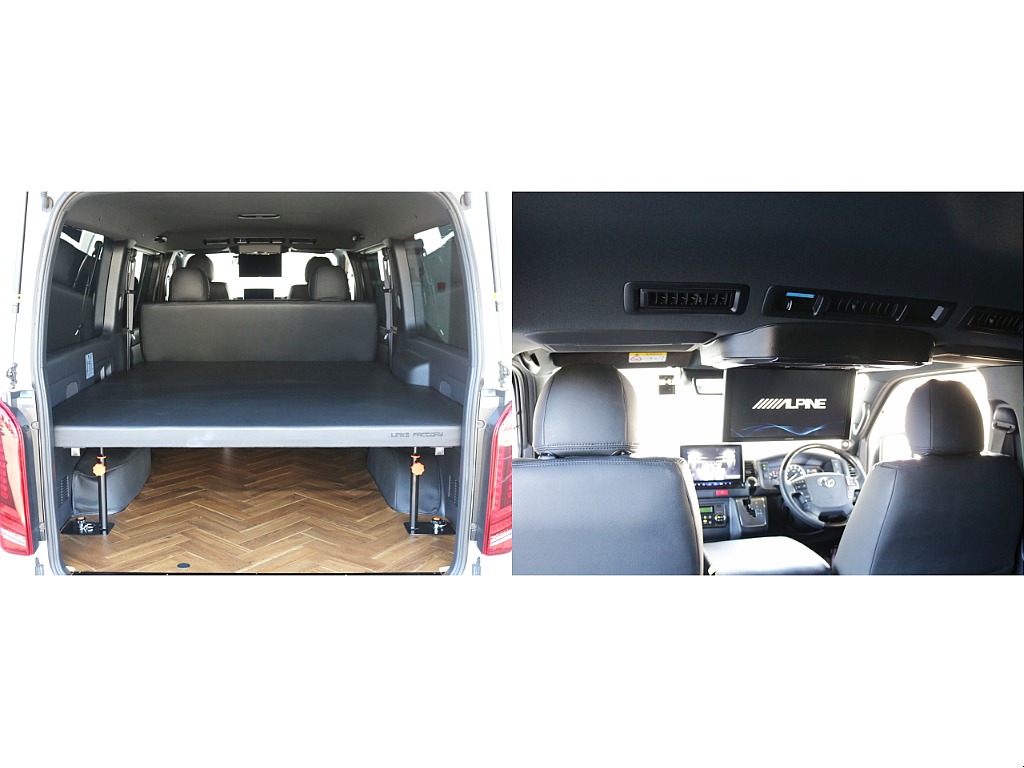 社外ベットキット・フロアパネル・後席用フリップダウンモニター