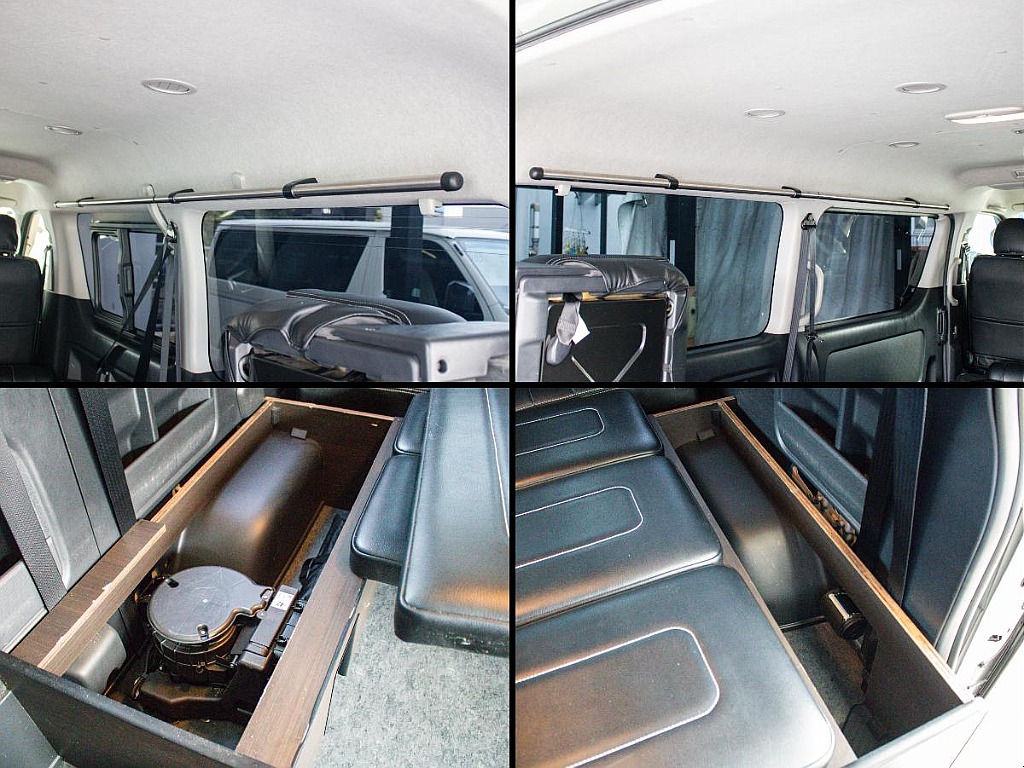 サイドバーが装備されているので、車中泊時などもいろいろな使い方をして頂けます！