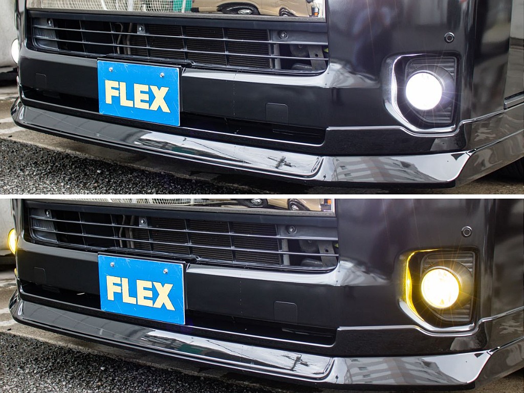 LEDフォグランプは色の切り替えが可能です！オリジナルのフロントスポイラーも装備してます！