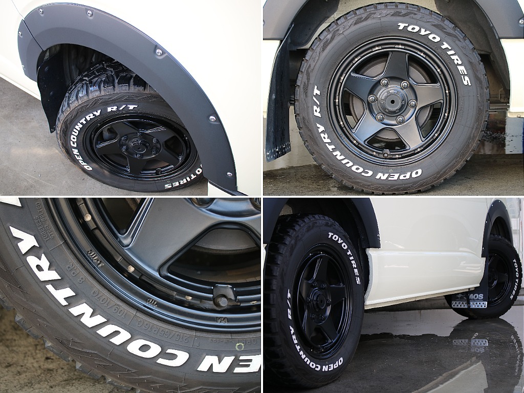 レオウイングアルミホイールにトーヨーオープンカントリータイヤが装備されてます！