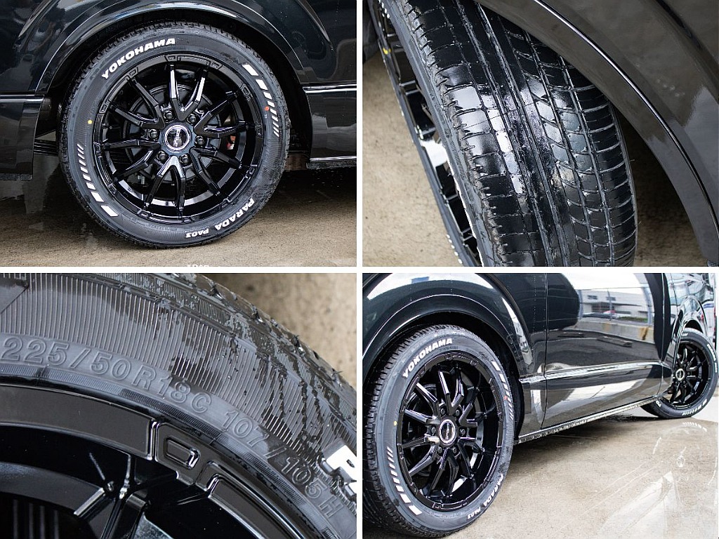 オリジナルDelf06アルミホイールにヨコハマパラダ18インチタイヤを装備しております！