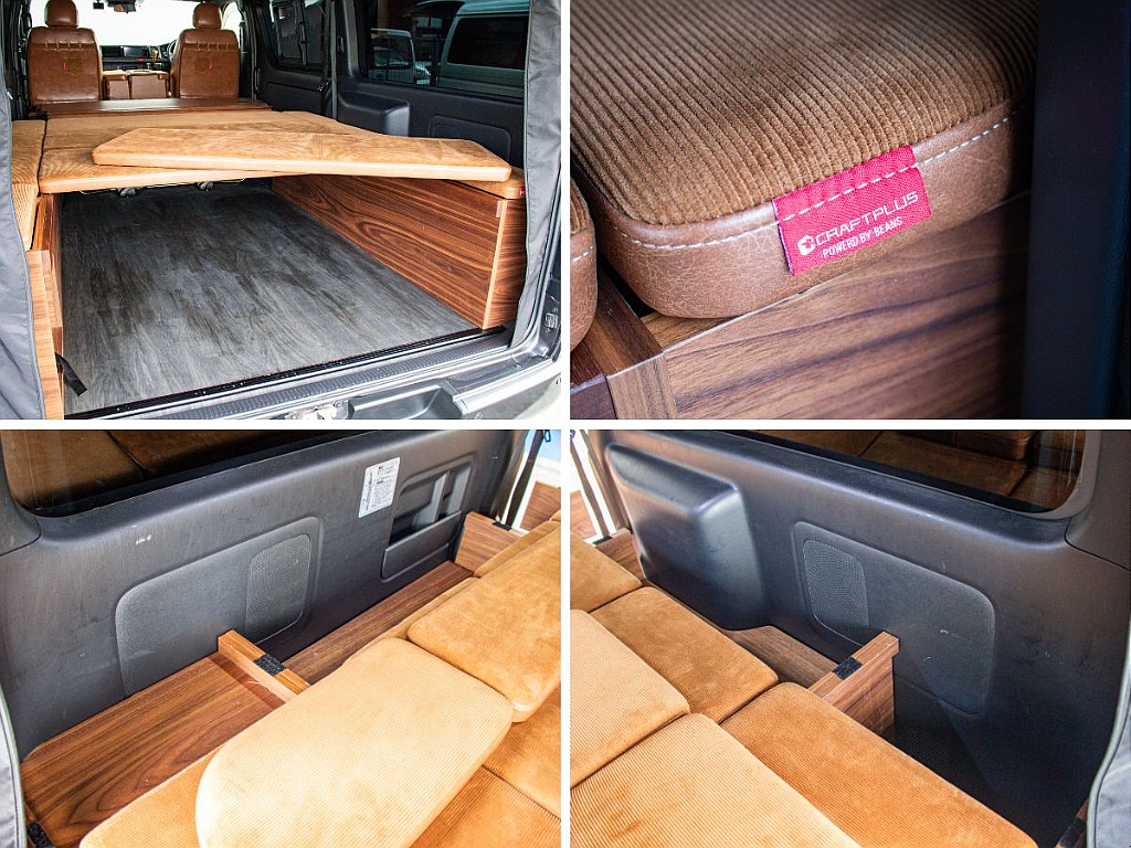 ベッドキットもクラフトプラス製の4分割タイプを搭載してます！キャンプや車中泊で活躍する一台です！
