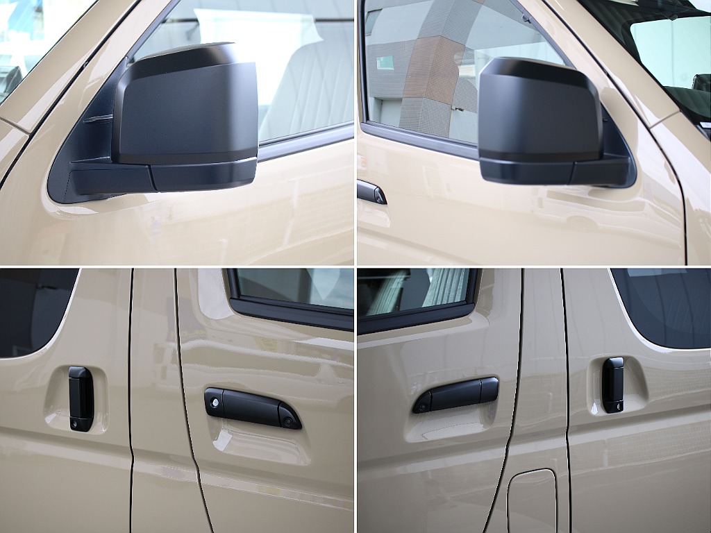 ドアノブやミラーカバーなどもすべてマッドブラック塗装してます！