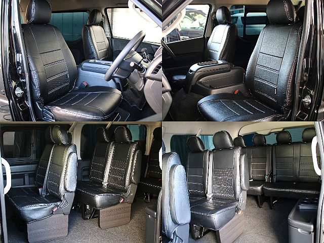 オリジナルのシートカバーを全席装備してます!2.3列目の足元はフットパネルを装備!