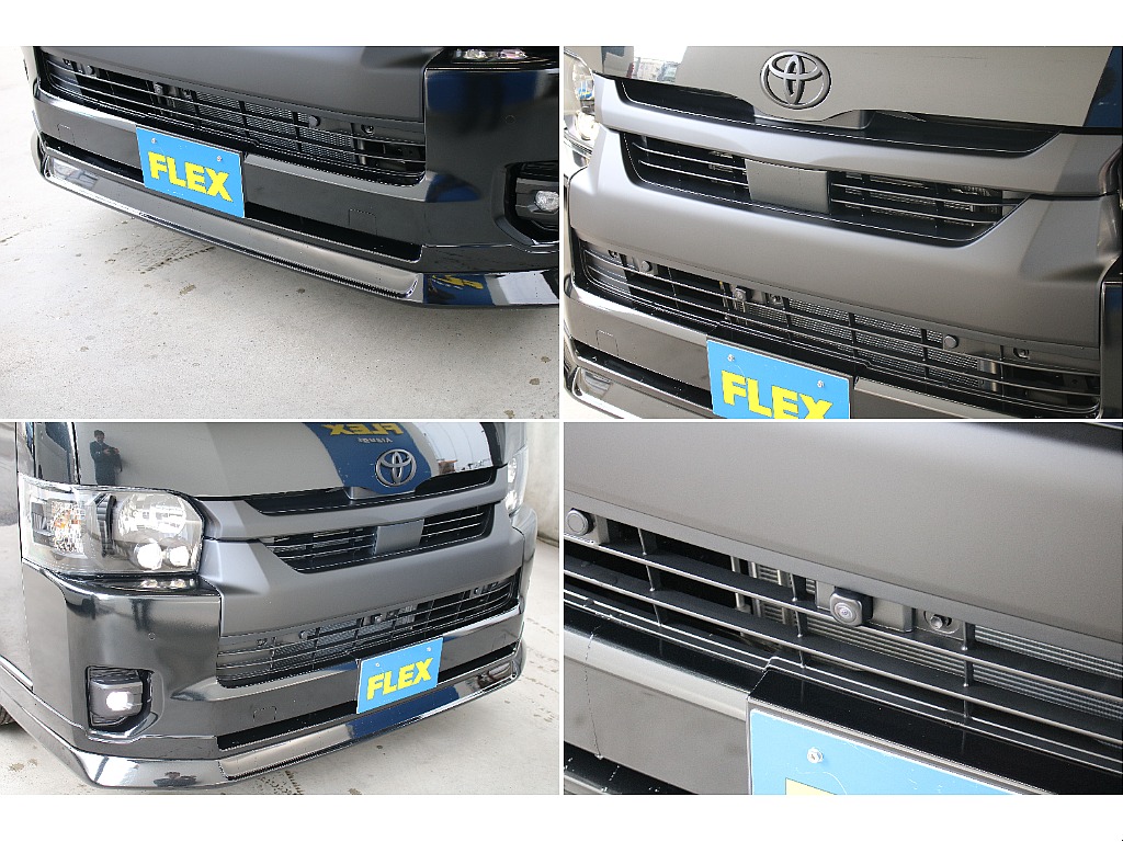 ヘッドライトに合わせてフロントグリルなどもマッドブラック塗装してます！