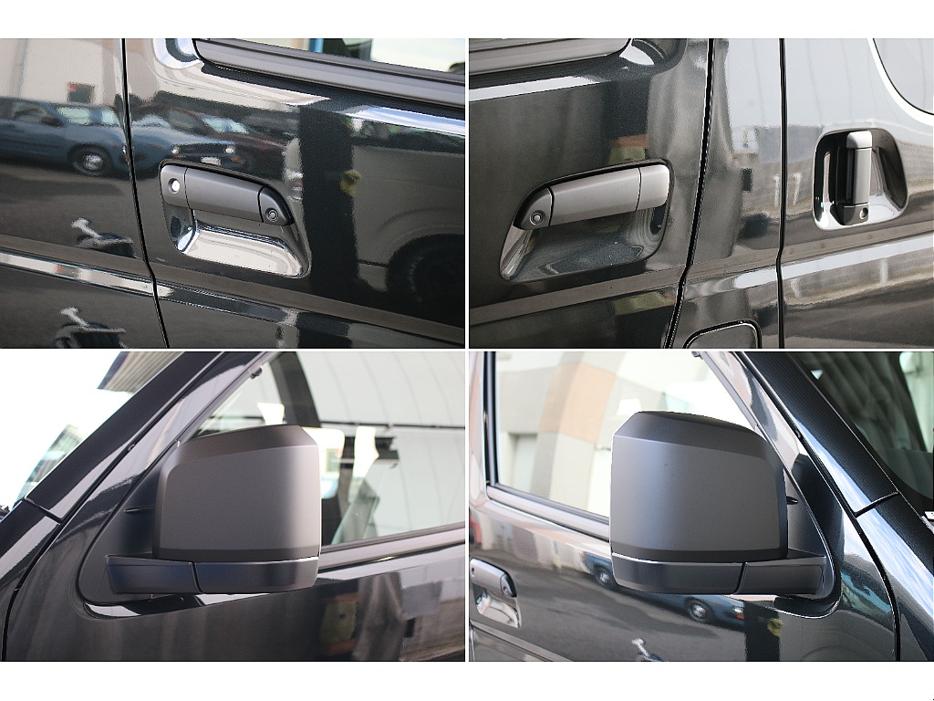 ミラーやドアノブなどの各メッキパーツもマッドブラック塗装してます！