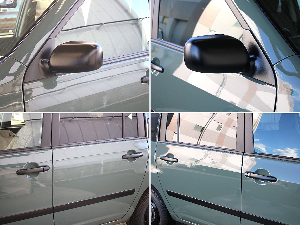 ミラーやドアノブをマッドブラックで統一！