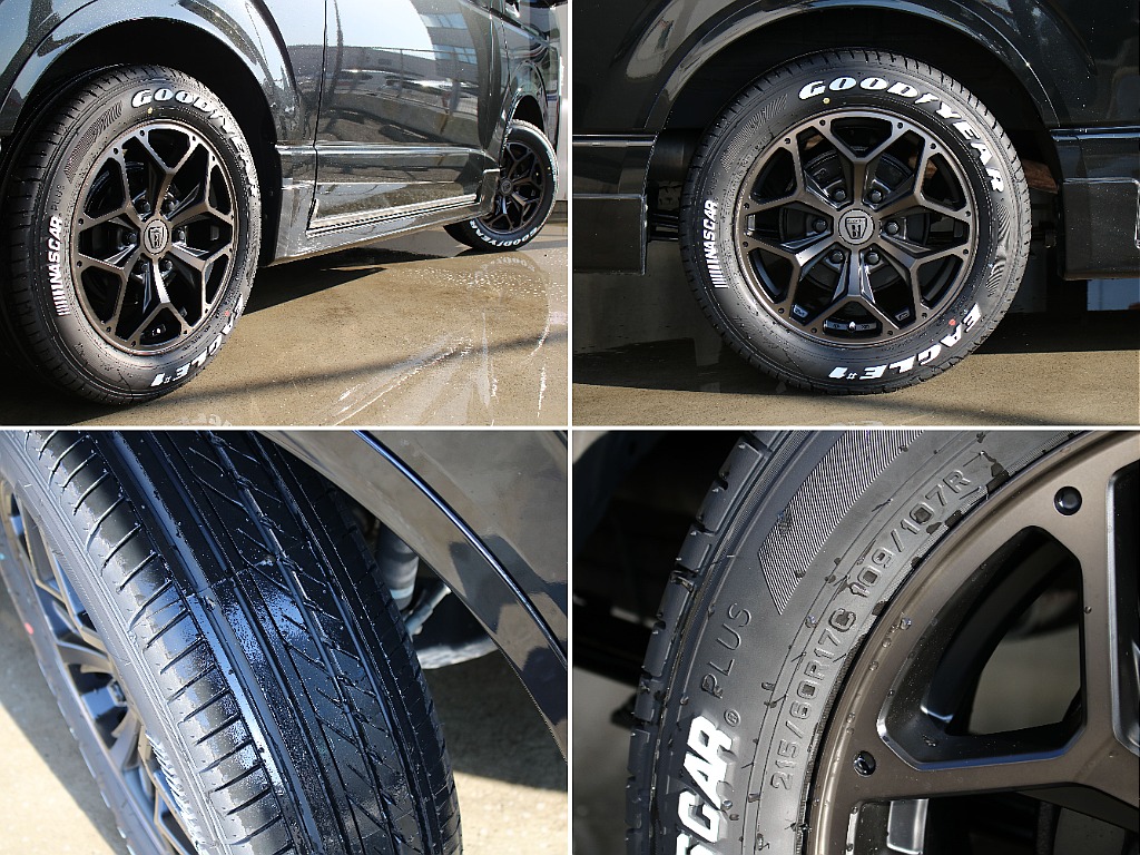 バルベロスタイリングヘックスアルミホイールにグットイヤーナスカータイヤ17インチを装備してます！
