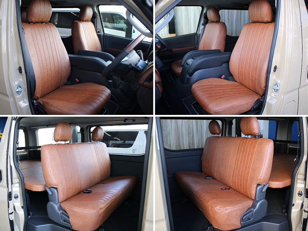 オリジナルのクラシックシートカバーブラウンを全席装備！