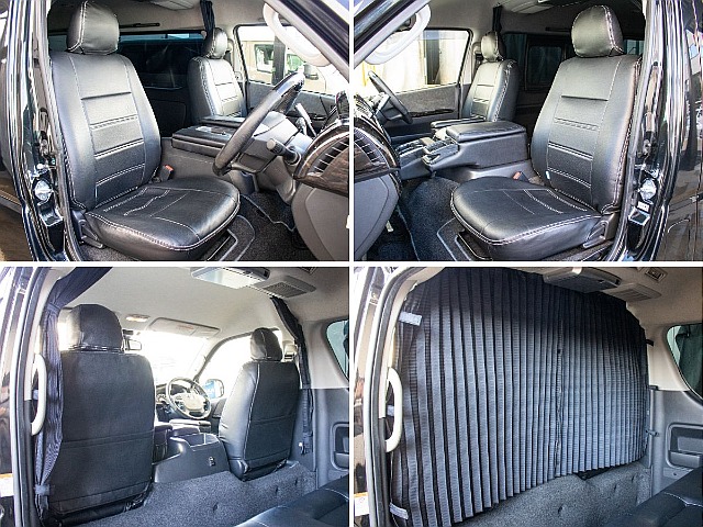 運転席・助手席と2列目以降の空間を仕切る間仕切りカーテンを装備！