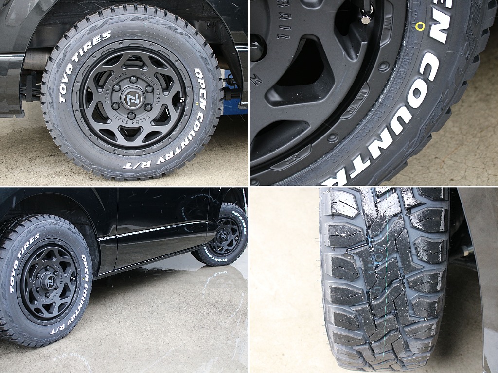 新品オリジナルNT1アルミホイールにトーヨーオープンカントリータイヤ16インチを装備してます！