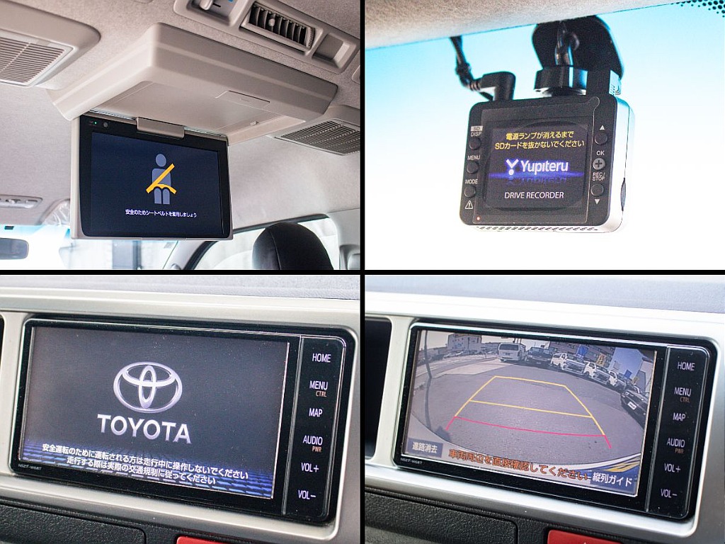 前後ドラレコ、後席のフリップダウンモニターも装備済みの一台！