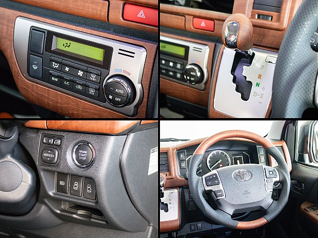 ステアリング、シフトノブ、インテリアパネルを茶木目にカスタムしております！